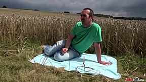 mature mom takes huge boner doggystyle outdoors!