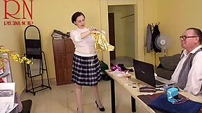 yoga babe regina noir flashes tight pussy at work then clothes rip