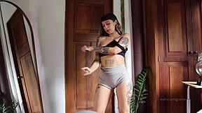 blonde latina stretches yoga pants wet ass fingering buttplug