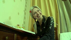 Fucking Beauty Blonde Girl on Bed with Big Tits and Monster Cock in Doggystyle