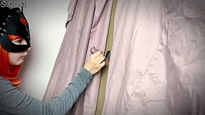 Ginger amateur casually finds gloryhole and teases blowjob in homemade setup