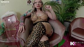 hey cuckold on your knees, tattooed goddess makes you beg for cock while she dominates