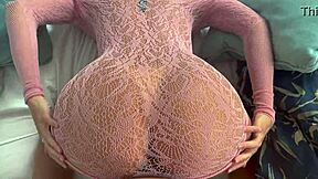 Fitness model in tight dress begs neighbor for cock over the fence