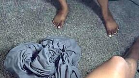 Sexy ebony stripper in fishnets lingerie rips clothes takes big black cock creampie pov sloppy