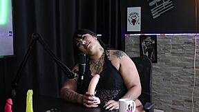 loira and morena show off their blowjob skills on cock flash tits and measure that big ass in sheer red
