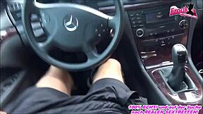 Deutsche Hausfrau Swallows Big Cock Bareback by Car Outdoor