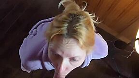 skinny milf chokes on huge cock before kitchen counter pussy rip cum ass drip