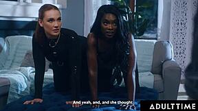 Submissive wife siri dahl and ana foxxx ride dom husband's cock in kinky 3-way