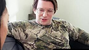 Tiny cheerleader delivers sloppy footjob before sucking petite frame's dick