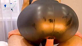 that big ass in leather tights made me cum right inside her wet pussy