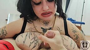 Curvy brunette deedee love workouts turn into juicy blowjob with monster cock tease