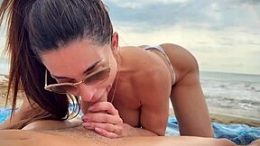 luiza marcato takes jason carrera's hard beach pounding ending in facial cumshot explosion