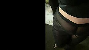 WOW sexy milf wife struts public hotel in sheer thong outfit!