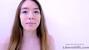 Stunning brunette model's sofa audition turns into daddy's deep fuck