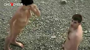 Wow busty nudist pussy licked fucked on beach!