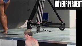 hidden cam catches women's legs in high diving action