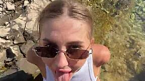 i suddenly crave risky beach blowjob on boyfriend's huge cock with cumshot