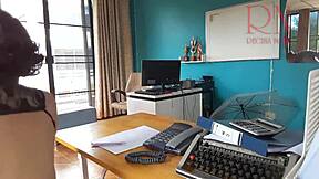 boss dominates me on phone with office blowjob and facial cum