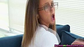 nerd layla's tight pussy pounded hard by group cocks