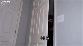 burglar caught breaking in seduced by curvy ebony lady's oiled ass