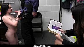 oh man security officer busts hot milf leia rae shoplifting then punishes her in garage liftermilf