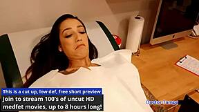 dr tampa performs entrance physical on stefania mafra at tampa university hospital in latex gloves