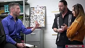 stepdad and officer just wreck this brunette thief with deepthroat and pounding