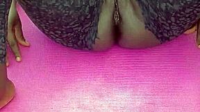 Early Morning Workout Flashes Dripping Wet Ebony Pussy!