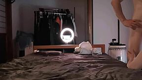 Explosive Japanese Handjob Cum in Stockings!