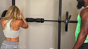 yo watch this hotwife tease her trainer's huge cock