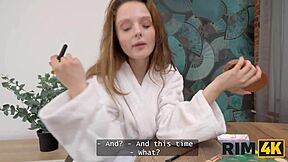 Our busty russian friend learns the best 3some rimjob tricks from this kinky couple