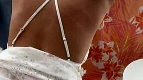 Croatian wife flashes ass masturbates publicly on holiday balcony outdoor couple tease