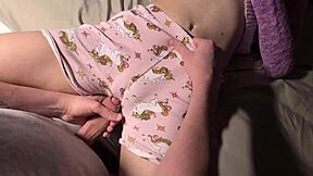 Stepsis spreads puffy wet pussy lips for final rough kinky rubbing and fucking
