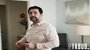 Stepdad Tommy Pistol spies on Destiny Mira undressing then unleashes forbidden teen lust