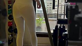 naughty wife gym workout sheer leggings nip slips exhibitionism 😏🔥