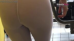 naughty wife gym workout sheer leggings nip slips exhibitionism 😏🔥