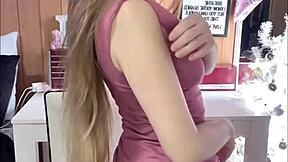 Ever seen a tiny 18+ girl gag hard on her dildo then cum?