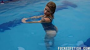 Ashlee Rose Teases Wet in Silver Underwater Dress