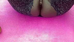 Early Morning Workout Flashes Dripping Wet Ebony Pussy!