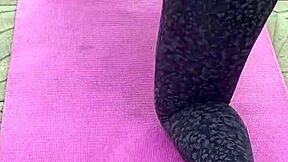 Early Morning Workout Flashes Dripping Wet Ebony Pussy!