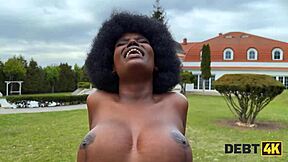 Ebony Goddess Seduces with Shaved Pussy Outdoor Interracial POV