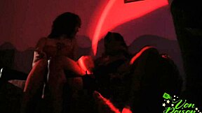 Gringo barebacks Brazilian in fetish roleplay backstage pounding