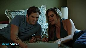 Busty milf Kayla Paige fucks stepdaughter's boyfriend Nathan Bronson doggystyle on bed!