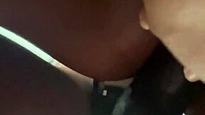 Strap-on thrusts pulse under her wet pussy in close pov