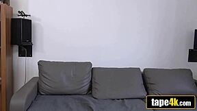 Debt collector rams tanned blonde bride's pussy while furious husband watches helplessly