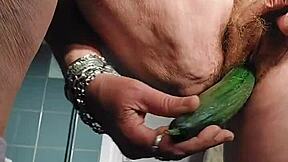 i'm granny shoving this cucumber deep in my hairy wet beaver... oops