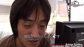 Devoted Japanese teen takes facial creampie gangbang