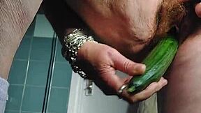i'm granny shoving this cucumber deep in my hairy wet beaver... oops