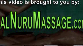 Ebony Masseuse Takes Hard Nuru Cock