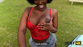 Ebony Goddess Seduces with Shaved Pussy Outdoor Interracial POV